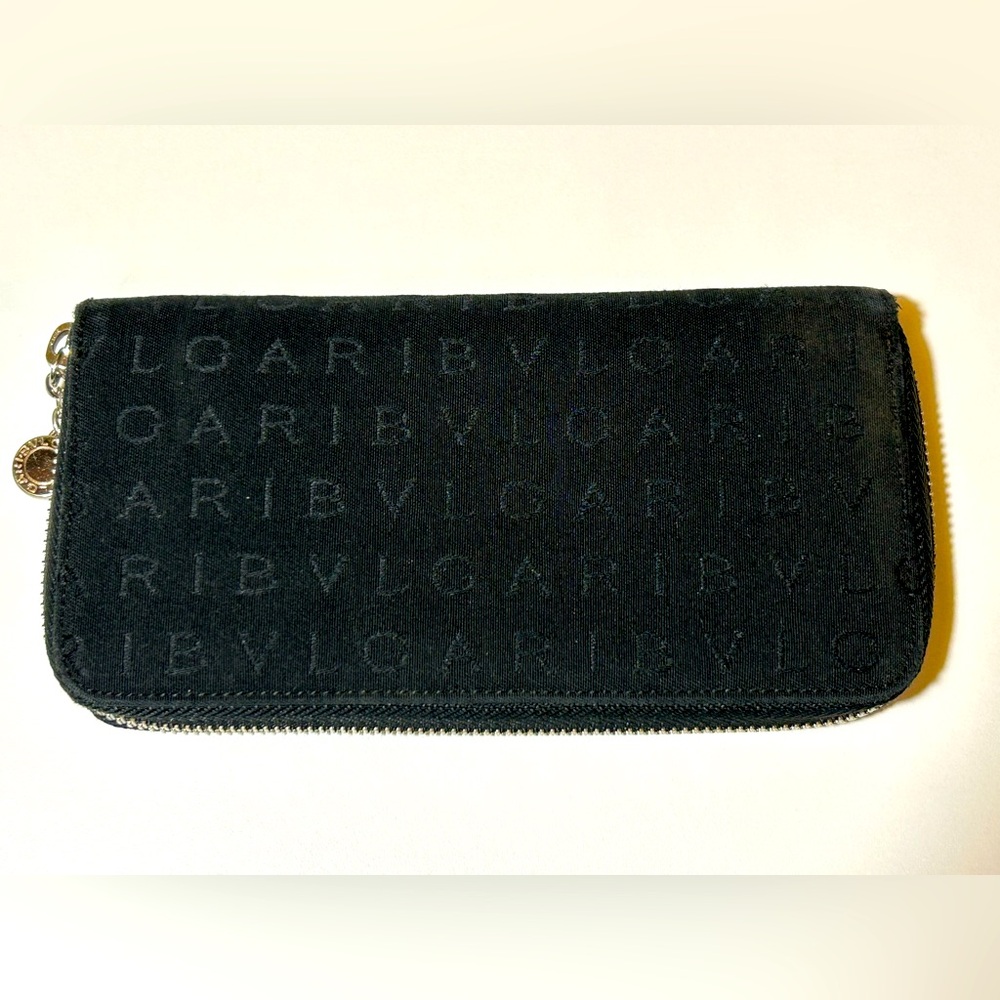 BVLGARI Black Zip Around Wallet